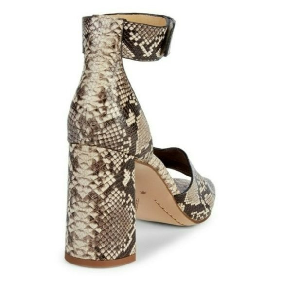Splendid Thandie Embossed Leather Ankle-Strap Sandals -Natural Snake - Picture 3 of 8